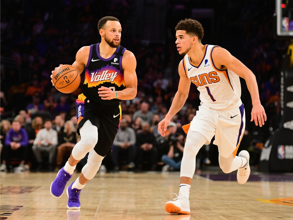 球星对比：库里与布克的对抗
在这场激情